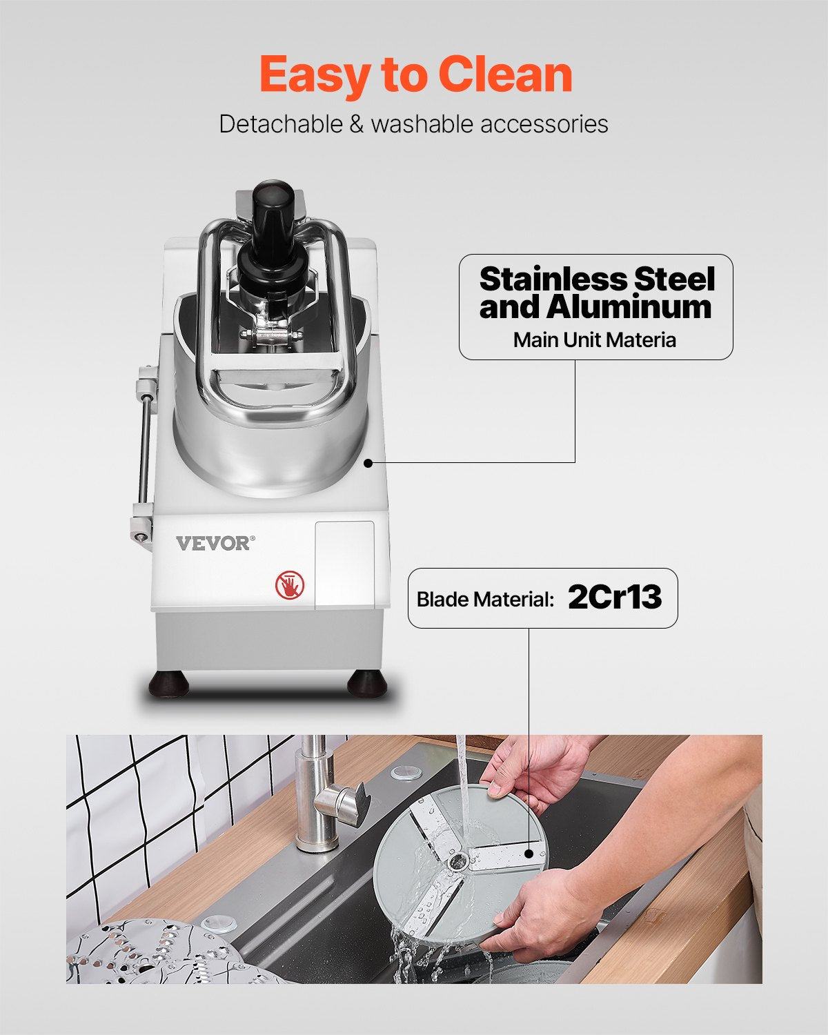 Gardening Tools: VEVOR Food Processor & Vegetable Chopper w/ 6 Blades Food-Grade Stainless Steel