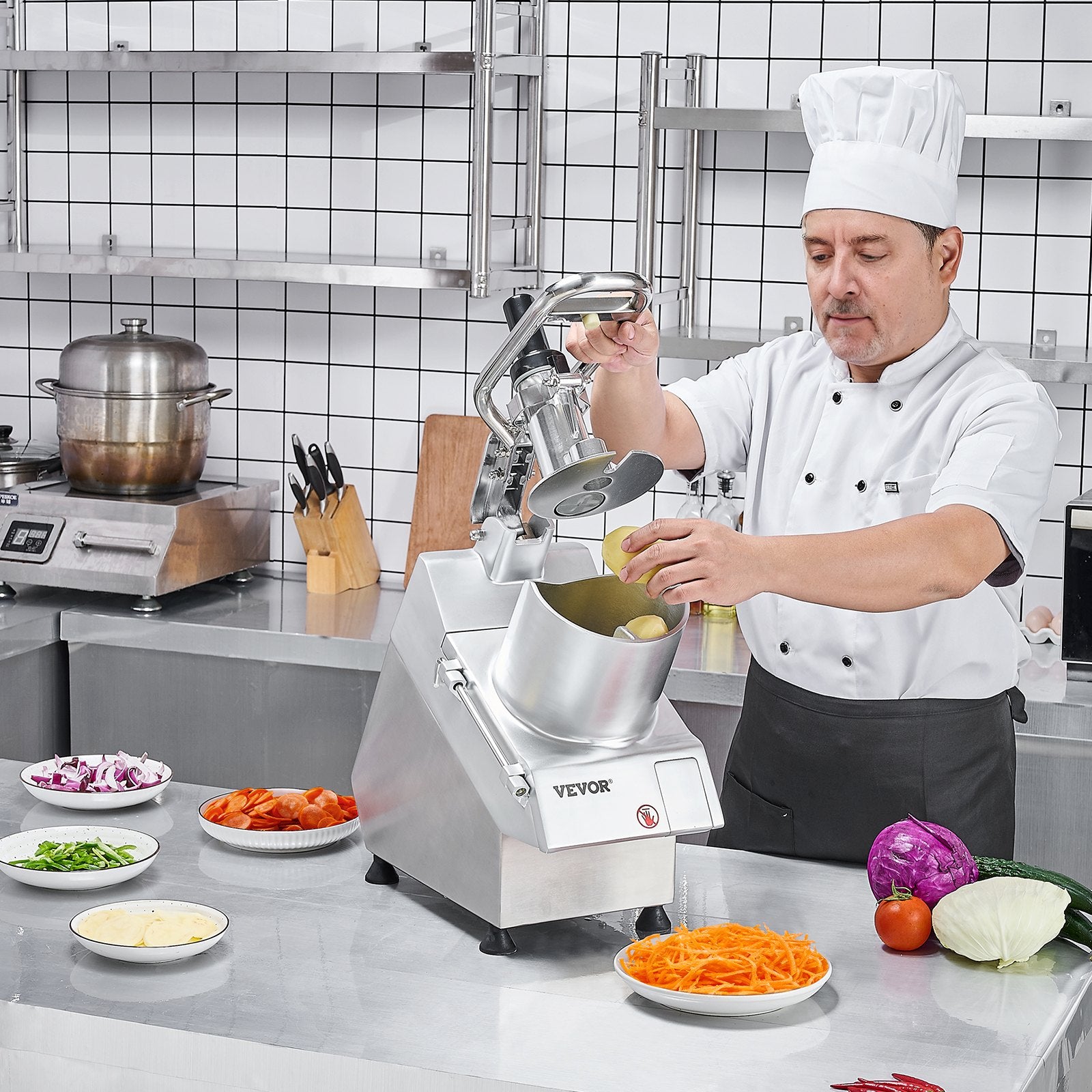 Gardening Tools: VEVOR Food Processor & Vegetable Chopper w/ 6 Blades Food-Grade Stainless Steel