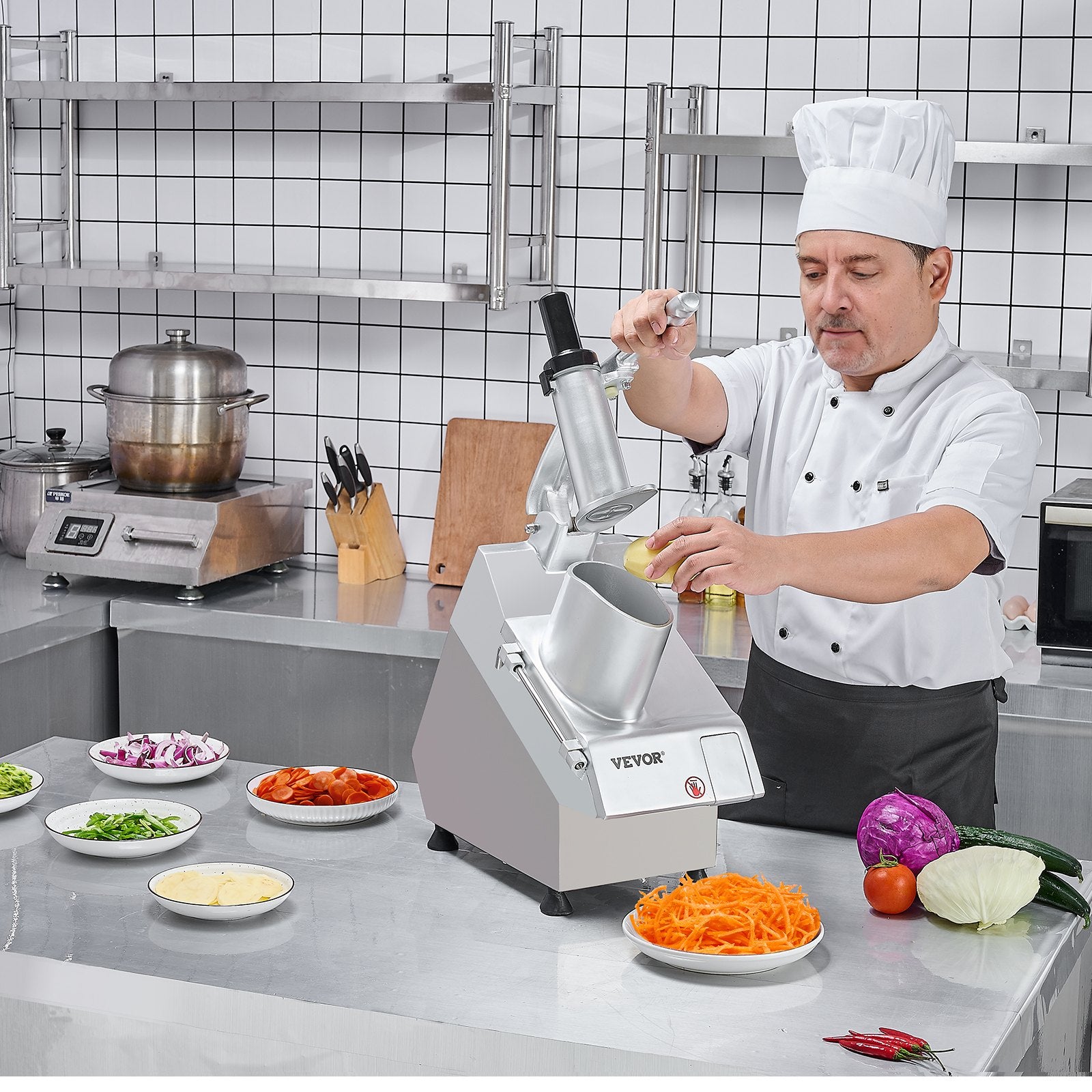 Gardening Tools: VEVOR Food Processor & Vegetable Chopper w/ 6 Blades Food-Grade Stainless Steel