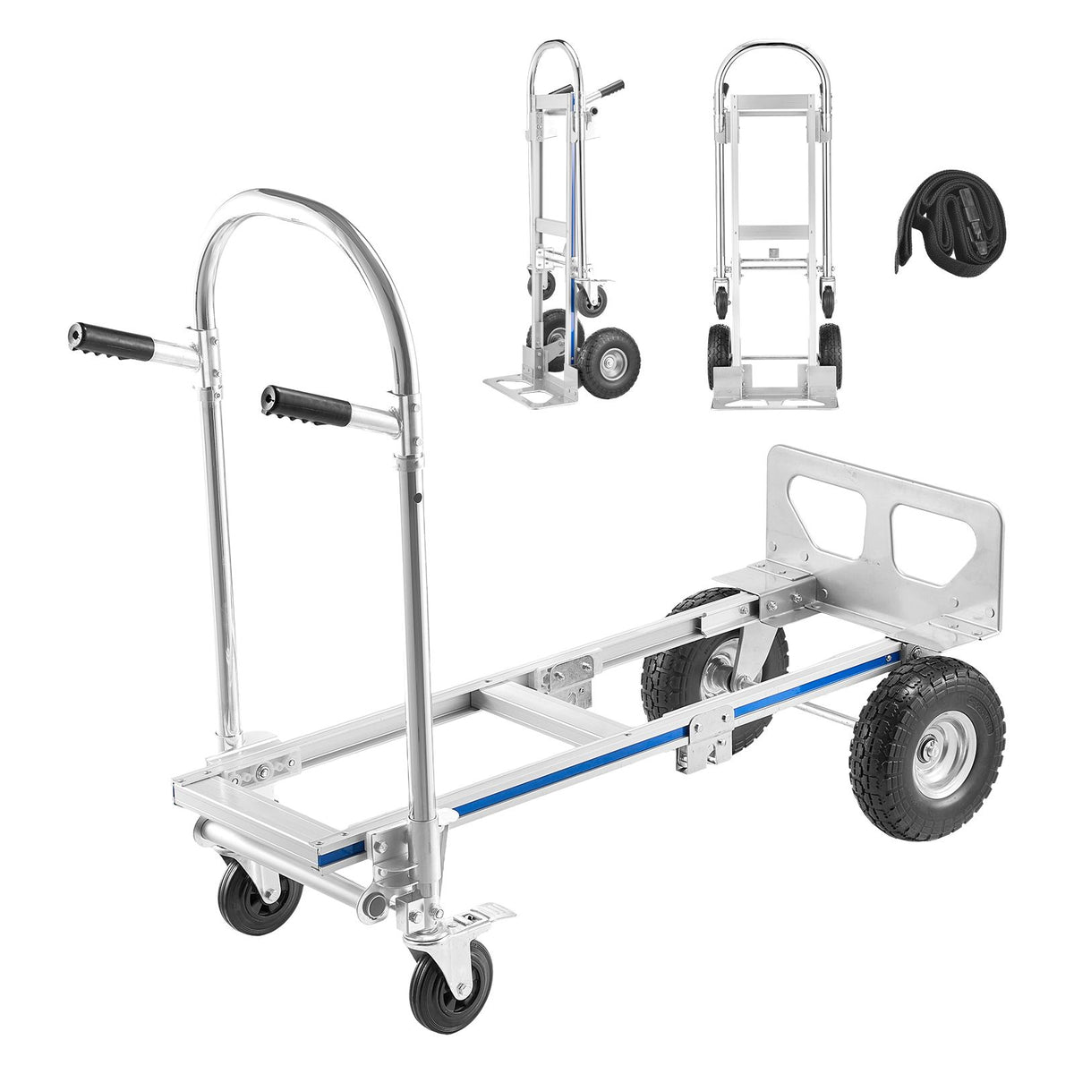 2 in 1 Hand Truck, 453.6 kg Load Capacity for 4-Wheel Mode, Convertible Hand Truck Dolly with Non-Slip Handle & Wheels, Portable Trolley Dolly for Moving Home, Office, Warehouse, Supermarket
