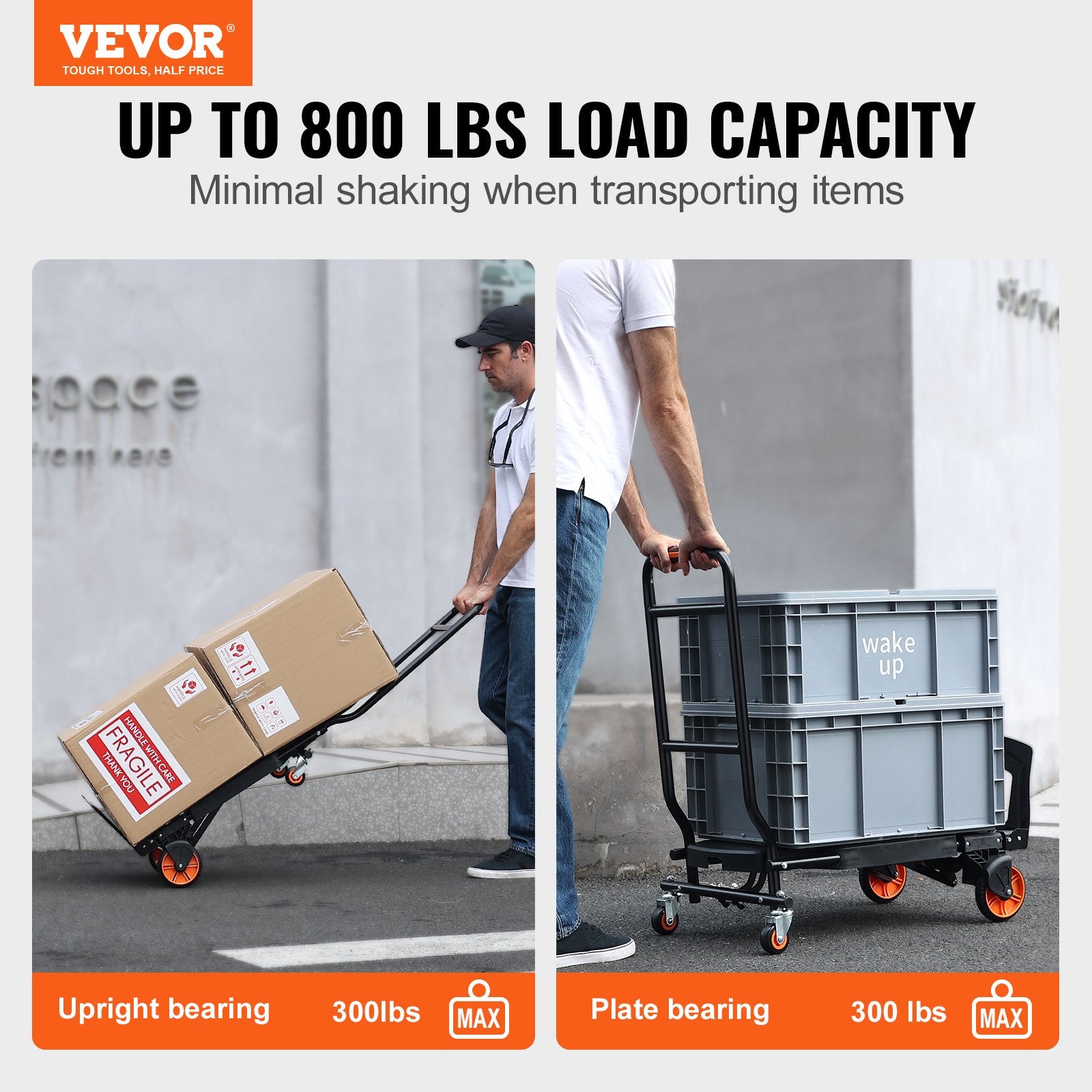 Automotive Parts: VEVOR Aluminum Hand Truck, 2 in 1, 136 kg Max Load Capacity, Heavy Duty Industrial Convertible Folding Hand Truck and Dolly, Utility Cart Converts from Hand Truck to Platform Cart with Rubber Wheels