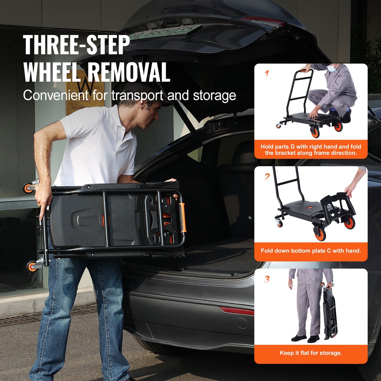 Automotive Parts: VEVOR Aluminum Hand Truck, 2 in 1, 136 kg Max Load Capacity, Heavy Duty Industrial Convertible Folding Hand Truck and Dolly, Utility Cart Converts from Hand Truck to Platform Cart with Rubber Wheels