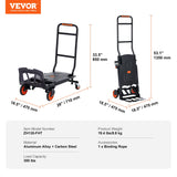 Automotive Parts: VEVOR Aluminum Hand Truck, 2 in 1, 136 kg Max Load Capacity, Heavy Duty Industrial Convertible Folding Hand Truck and Dolly, Utility Cart Converts from Hand Truck to Platform Cart with Rubber Wheels