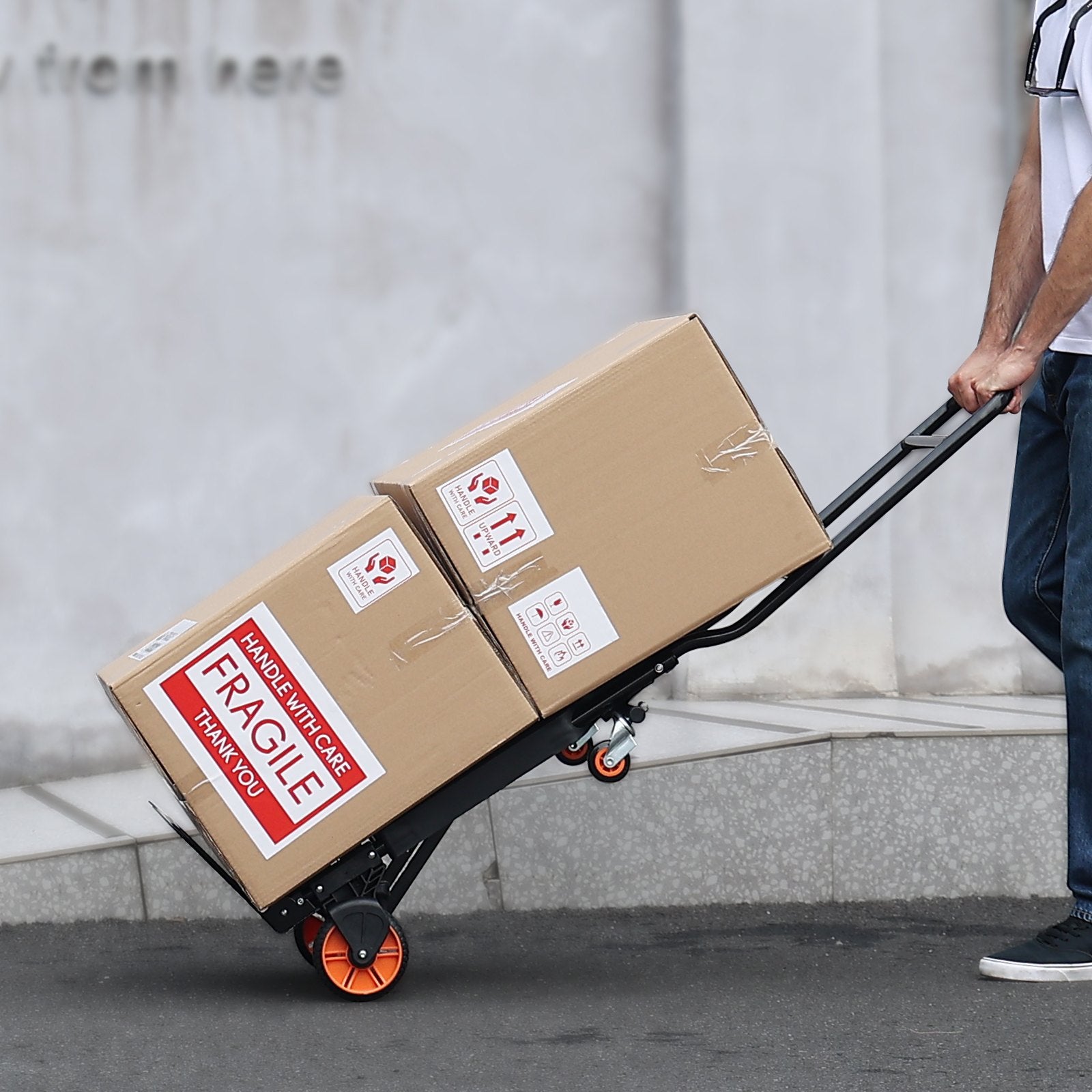 Automotive Parts: VEVOR Aluminum Hand Truck, 2 in 1, 136 kg Max Load Capacity, Heavy Duty Industrial Convertible Folding Hand Truck and Dolly, Utility Cart Converts from Hand Truck to Platform Cart with Rubber Wheels