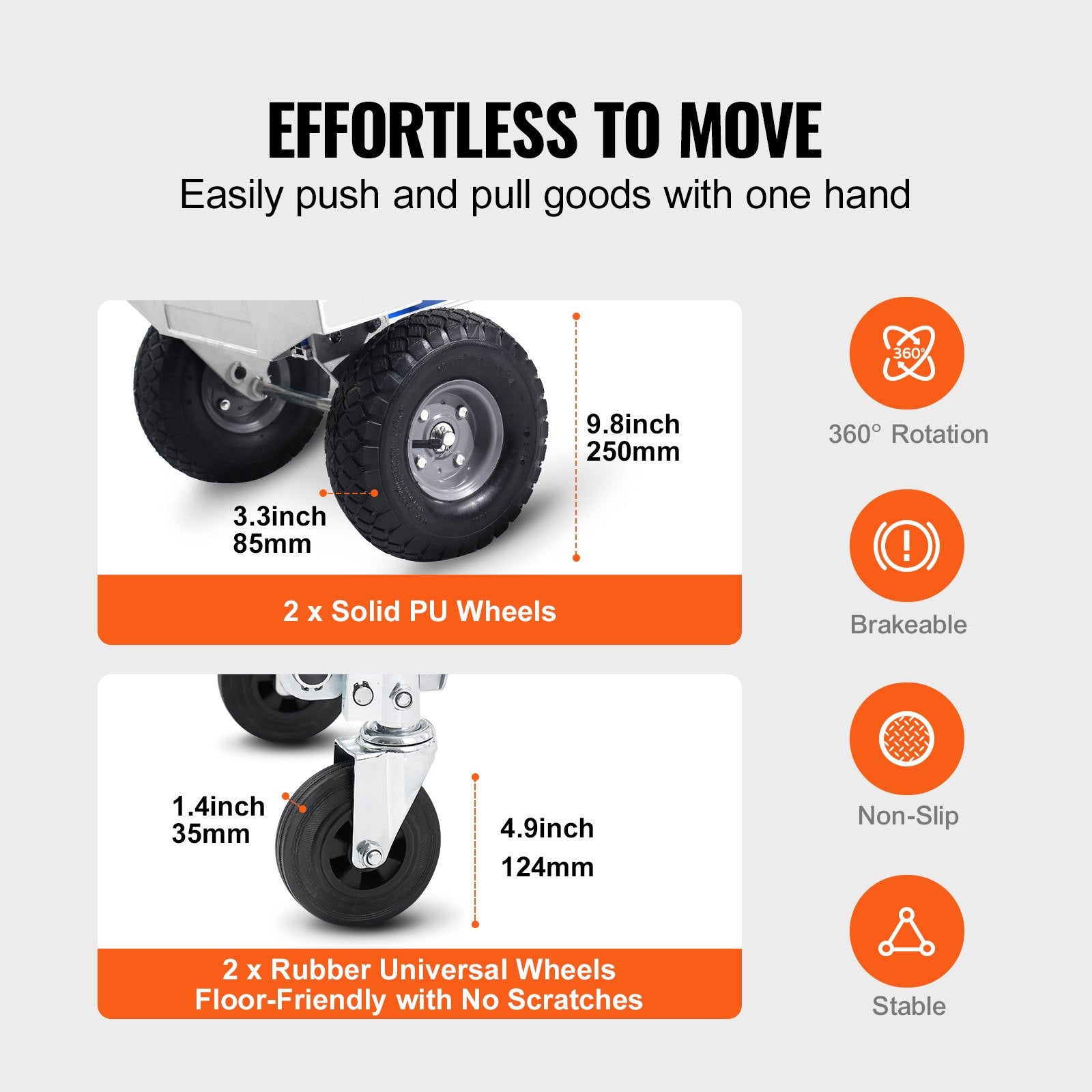 Automotive Parts: VEVOR Aluminum Hand Truck, 2 in 1, 363 kg Max Load Capacity, Heavy Duty Industrial Convertible Folding Hand Truck and Dolly, Utility Cart Converts from Hand Truck to Platform Cart with Rubber Wheels