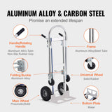 Automotive Parts: VEVOR Aluminum Hand Truck, 2 in 1, 363 kg Max Load Capacity, Heavy Duty Industrial Convertible Folding Hand Truck and Dolly, Utility Cart Converts from Hand Truck to Platform Cart with Rubber Wheels