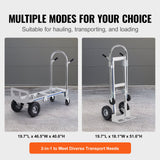 Automotive Parts: VEVOR Aluminum Hand Truck, 2 in 1, 363 kg Max Load Capacity, Heavy Duty Industrial Convertible Folding Hand Truck and Dolly, Utility Cart Converts from Hand Truck to Platform Cart with Rubber Wheels