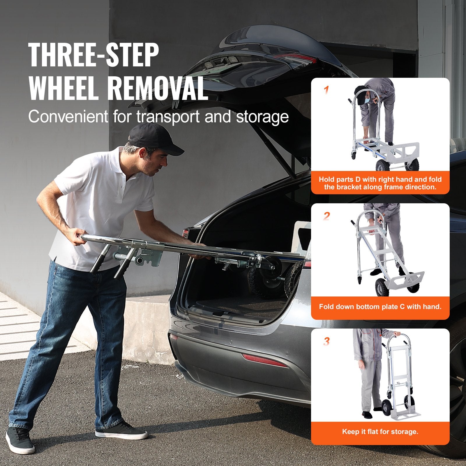 Automotive Parts: VEVOR Aluminum Hand Truck, 2 in 1, 363 kg Max Load Capacity, Heavy Duty Industrial Convertible Folding Hand Truck and Dolly, Utility Cart Converts from Hand Truck to Platform Cart with Rubber Wheels