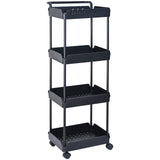 Kitchen & Dining Trolleys: VEVOR 4-Tier Kitchen Rolling Cart Basket Utility Cart on Wheel with Handle Black