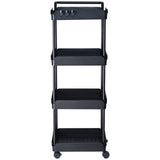 Kitchen & Dining Trolleys: VEVOR 4-Tier Kitchen Rolling Cart Basket Utility Cart on Wheel with Handle Black