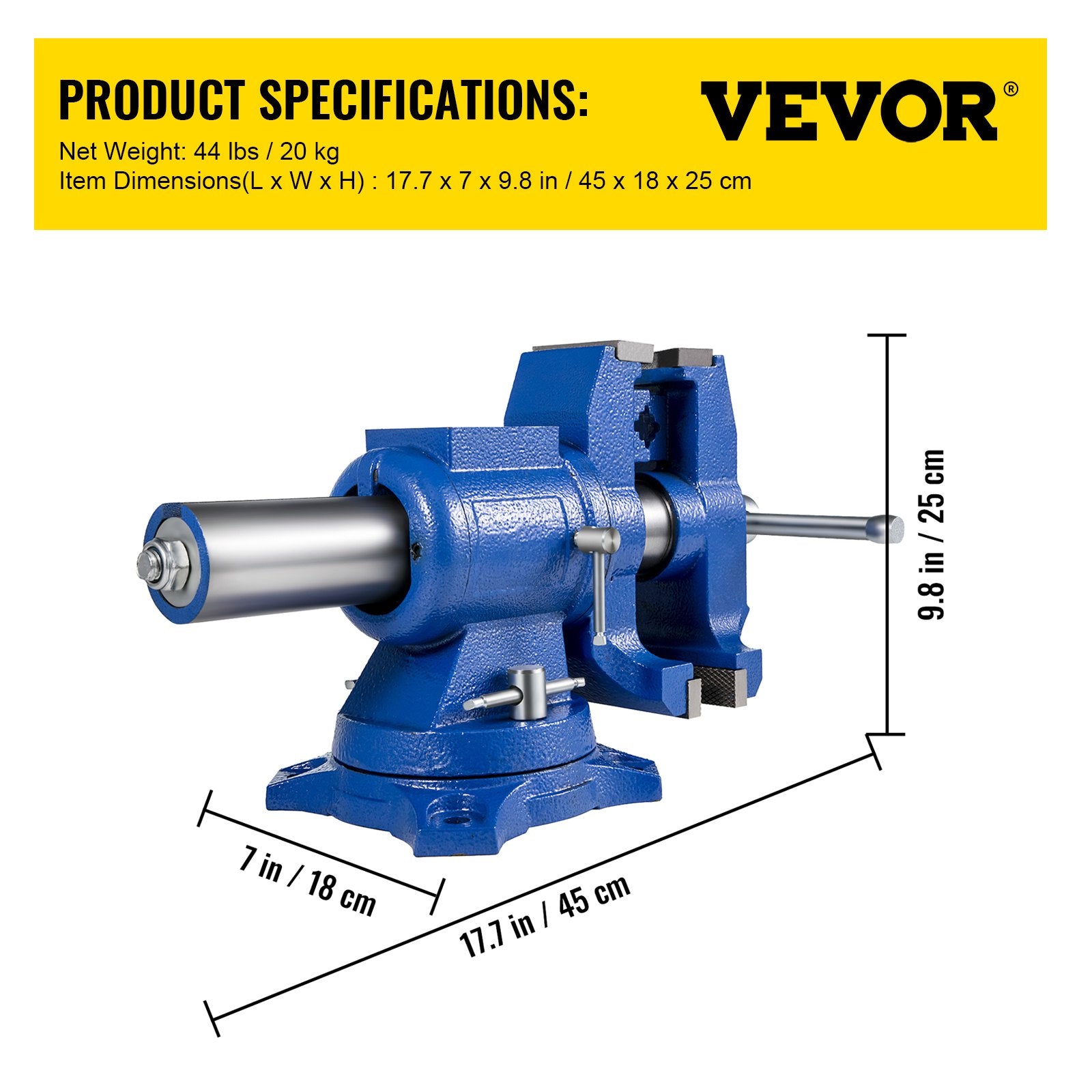 Umbrellas & Sunshades: VEVOR Multipurpose Bench Vice 5" 30Kn Heavy Duty with 360° Swivel Base and Head