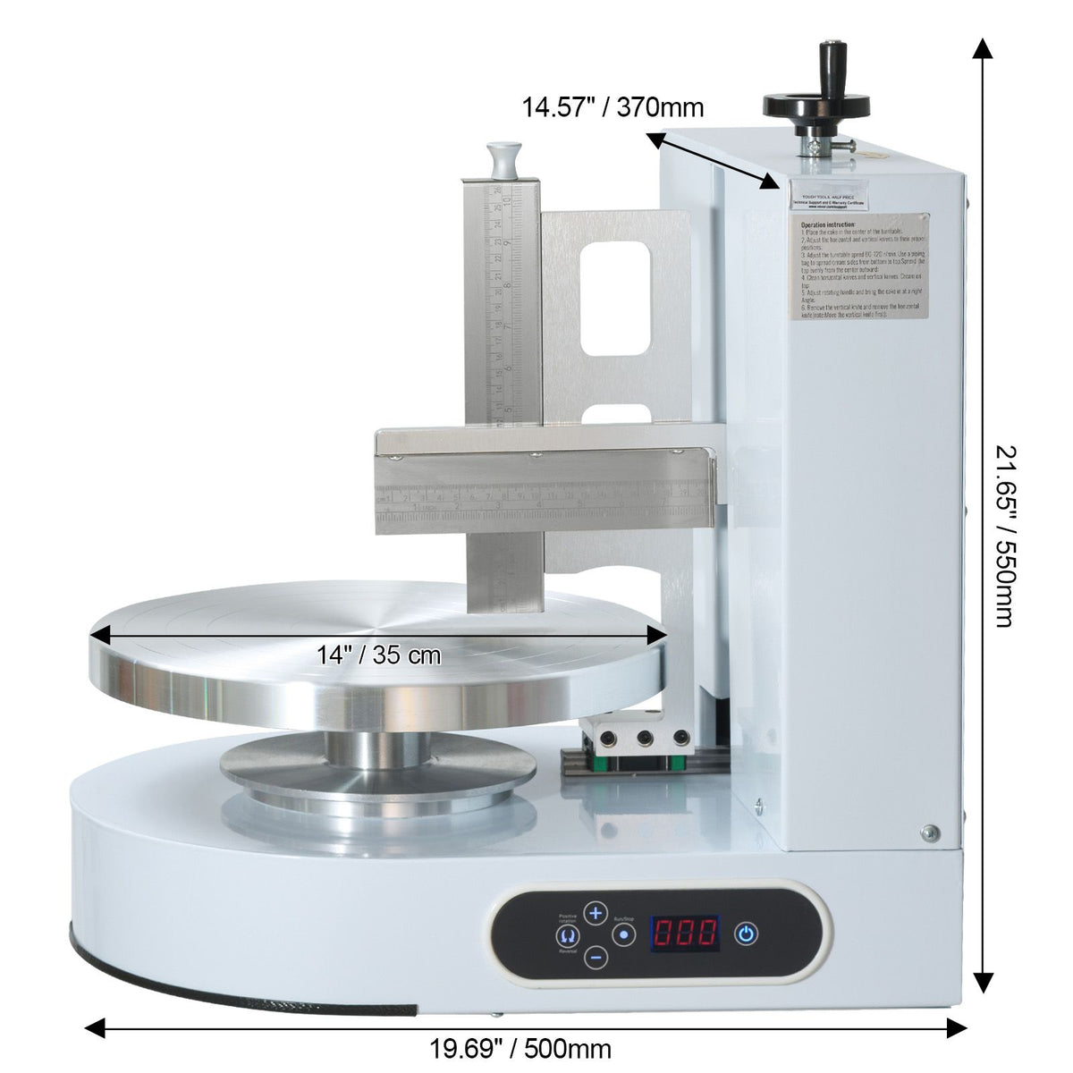 Cake Decorating Machine, Cake Cream Spreading Coating Smearing Machine, Low Noise Cake Frosting Machine, Turntable with Adjustable Scraper, for 4" to 12" Cake, 25-320RPM Rotating Speed, White