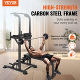 Weightlifting Machines & Racks: VEVOR Power Tower with Bench, 10-Level Height Adjustable Pull Up Bar Stand Dip Station & Detachable Bench, Multi-Function Home Gym Strength Training Fitness Equipment with Backrest, Elbow Pads, 440LBS