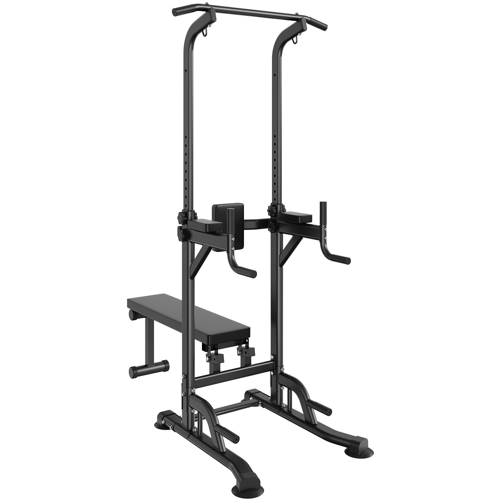 Weightlifting Machines & Racks: VEVOR Power Tower with Bench, 10-Level Height Adjustable Pull Up Bar Stand Dip Station & Detachable Bench, Multi-Function Home Gym Strength Training Fitness Equipment with Backrest, Elbow Pads, 440LBS