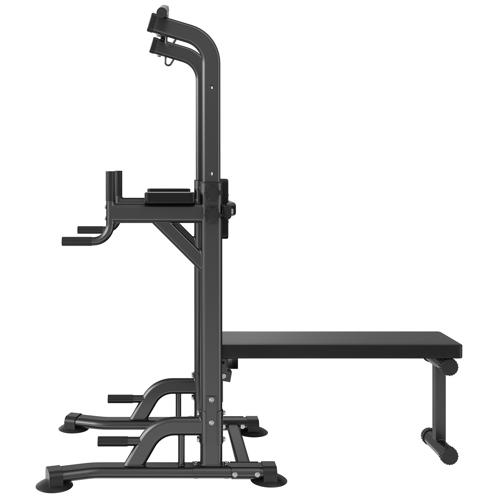 Weightlifting Machines & Racks: VEVOR Power Tower with Bench, 10-Level Height Adjustable Pull Up Bar Stand Dip Station & Detachable Bench, Multi-Function Home Gym Strength Training Fitness Equipment with Backrest, Elbow Pads, 440LBS