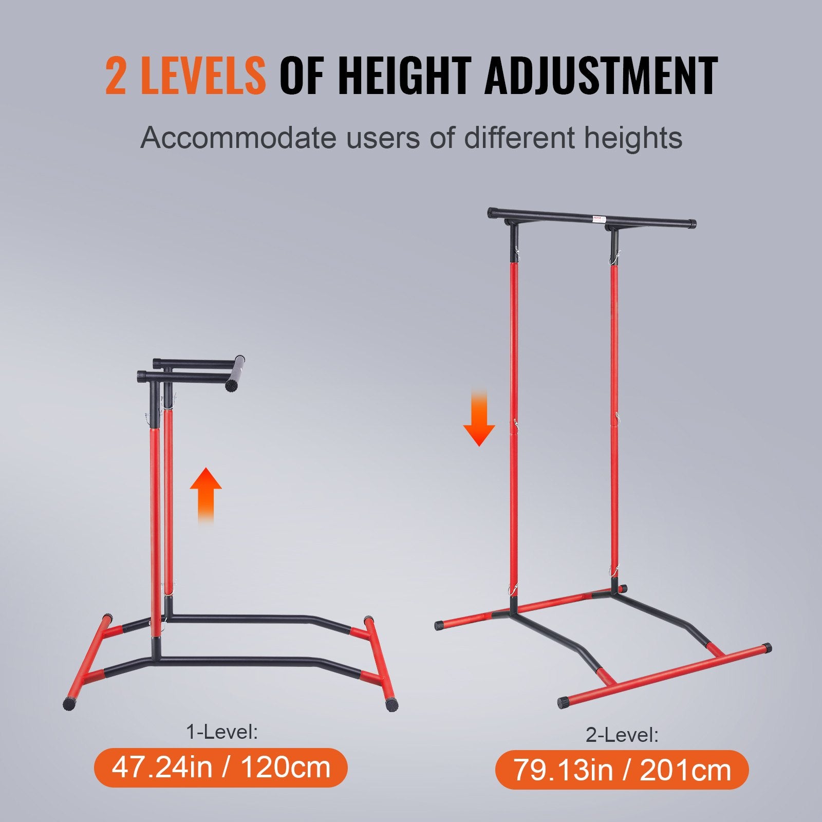 Weightlifting Machines & Racks: VEVOR Power Tower Dip Station, 2-Level Height Adjustable Pull Up Bar Stand, Multi-Function Strength Training Workout Equipment, Home Gym Fitness Dip Bar Station, 220LBS Weight Capacity, Black & Red