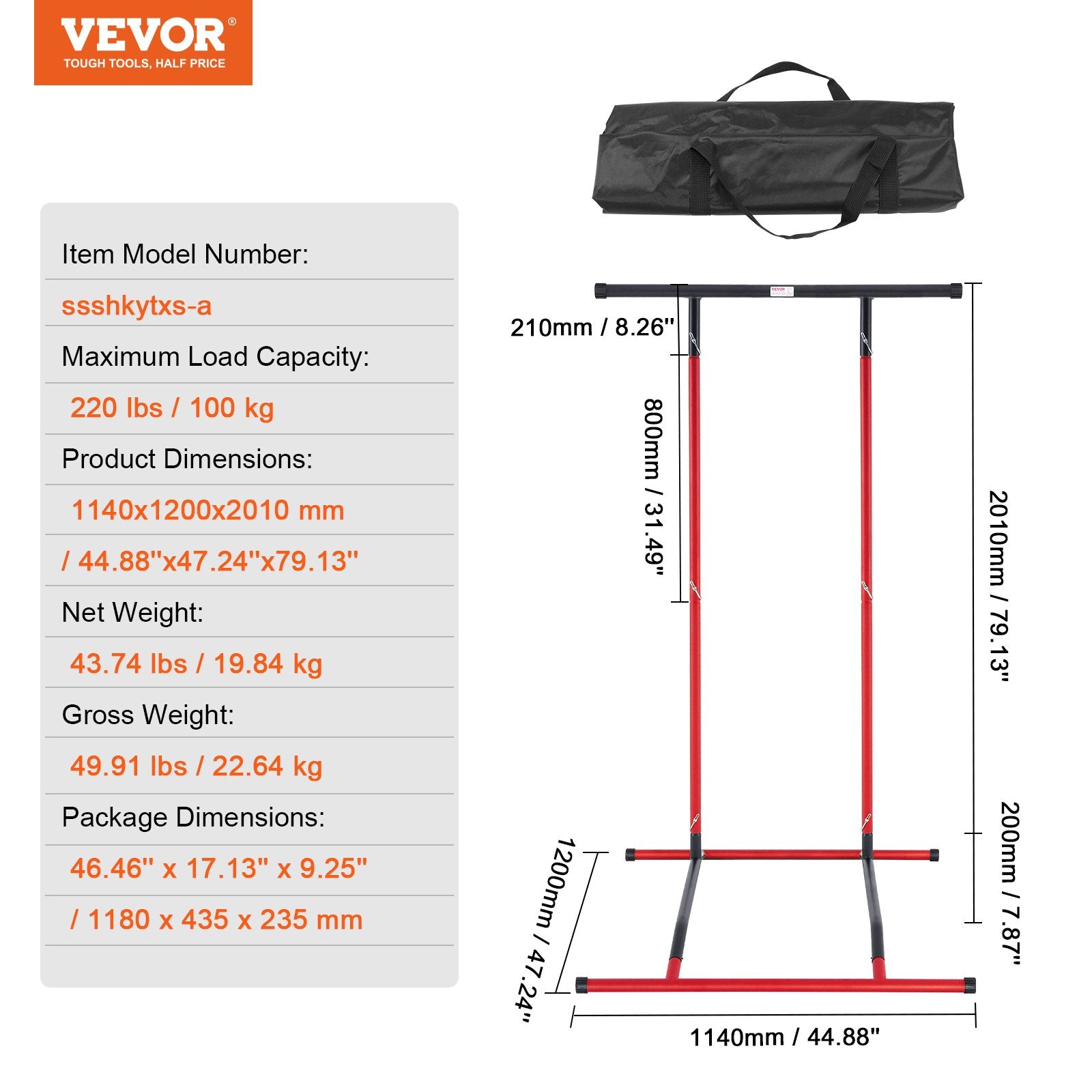 Weightlifting Machines & Racks: VEVOR Power Tower Dip Station, 2-Level Height Adjustable Pull Up Bar Stand, Multi-Function Strength Training Workout Equipment, Home Gym Fitness Dip Bar Station, 220LBS Weight Capacity, Black & Red