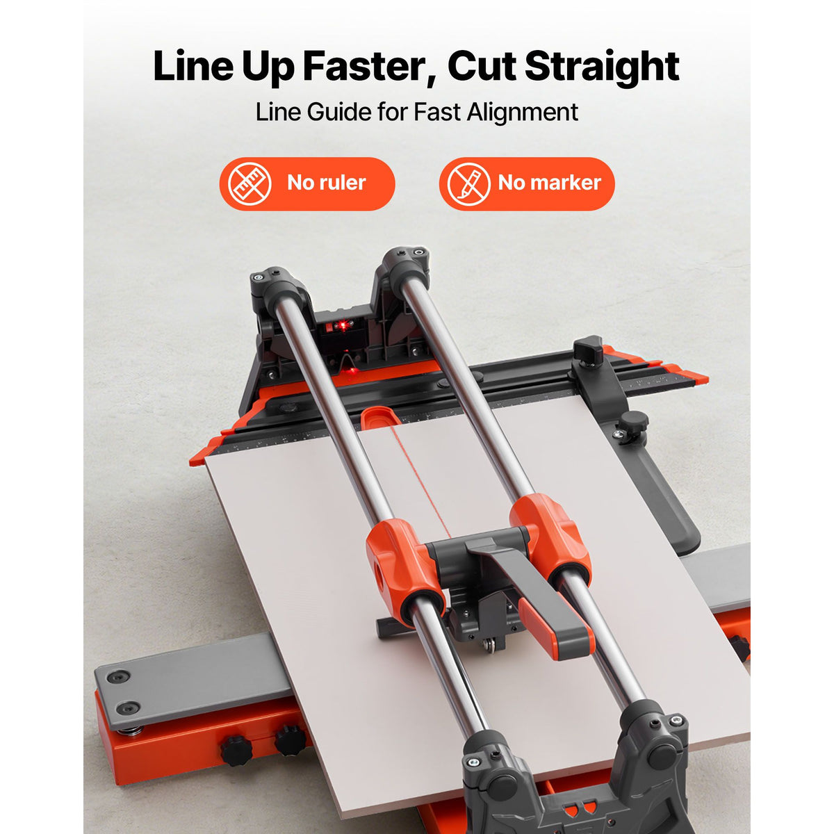 600 mm Manual Tile Cutter, Upgraded Sliding Head Cutting Tool with Spring-Loaded Base, Angle Fence, Tungsten Carbide Cutting Wheel, Alignment Guide, for DIY Pros, Ceramic, Floor & Wall Tiles