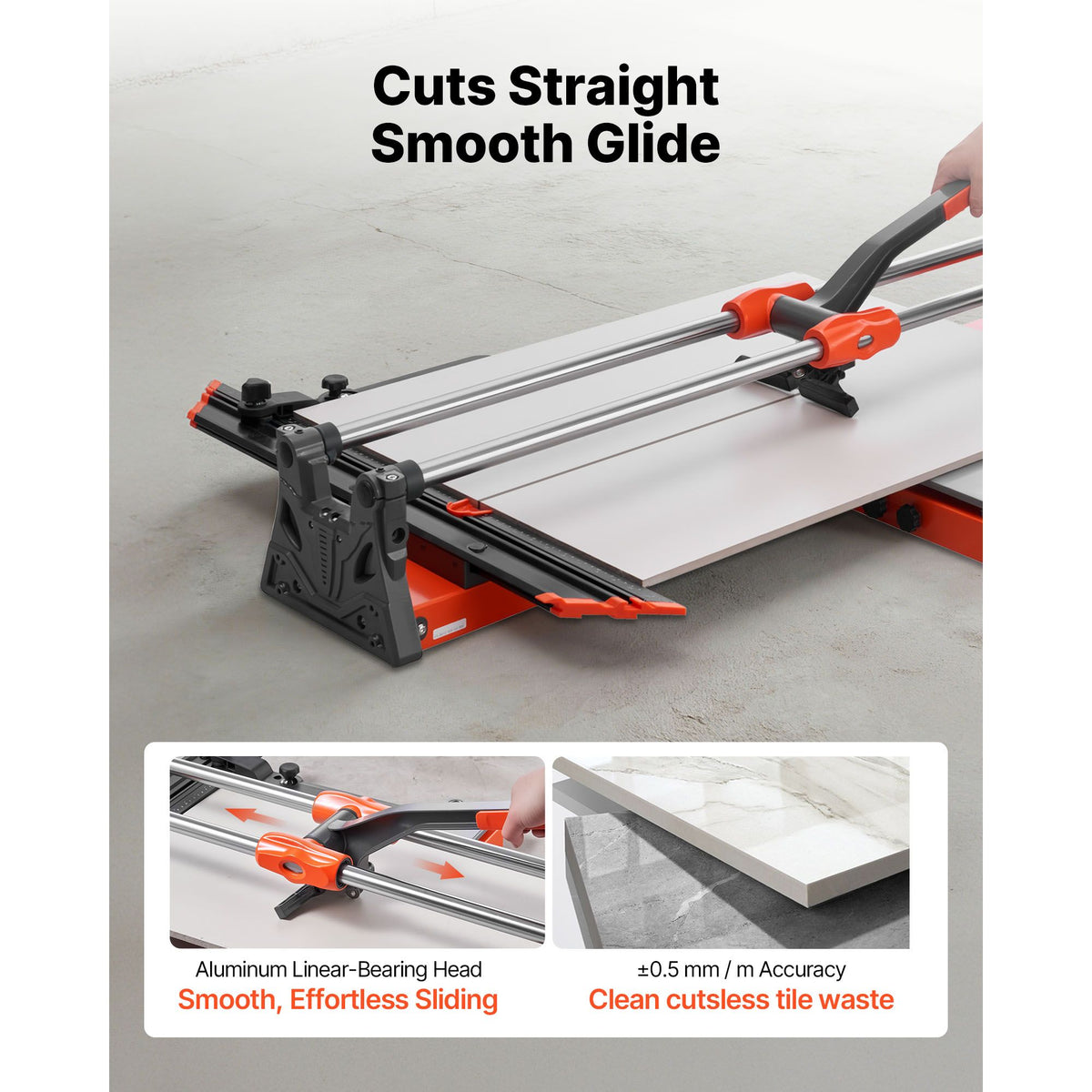 1000 mm Manual Tile Cutter, Upgraded Sliding Head Cutting Tool with Spring-Loaded Base, Angle Fence, Tungsten Carbide Cutting Wheel, Alignment Guide, for DIY Pros, Ceramic, Floor & Wall Tiles