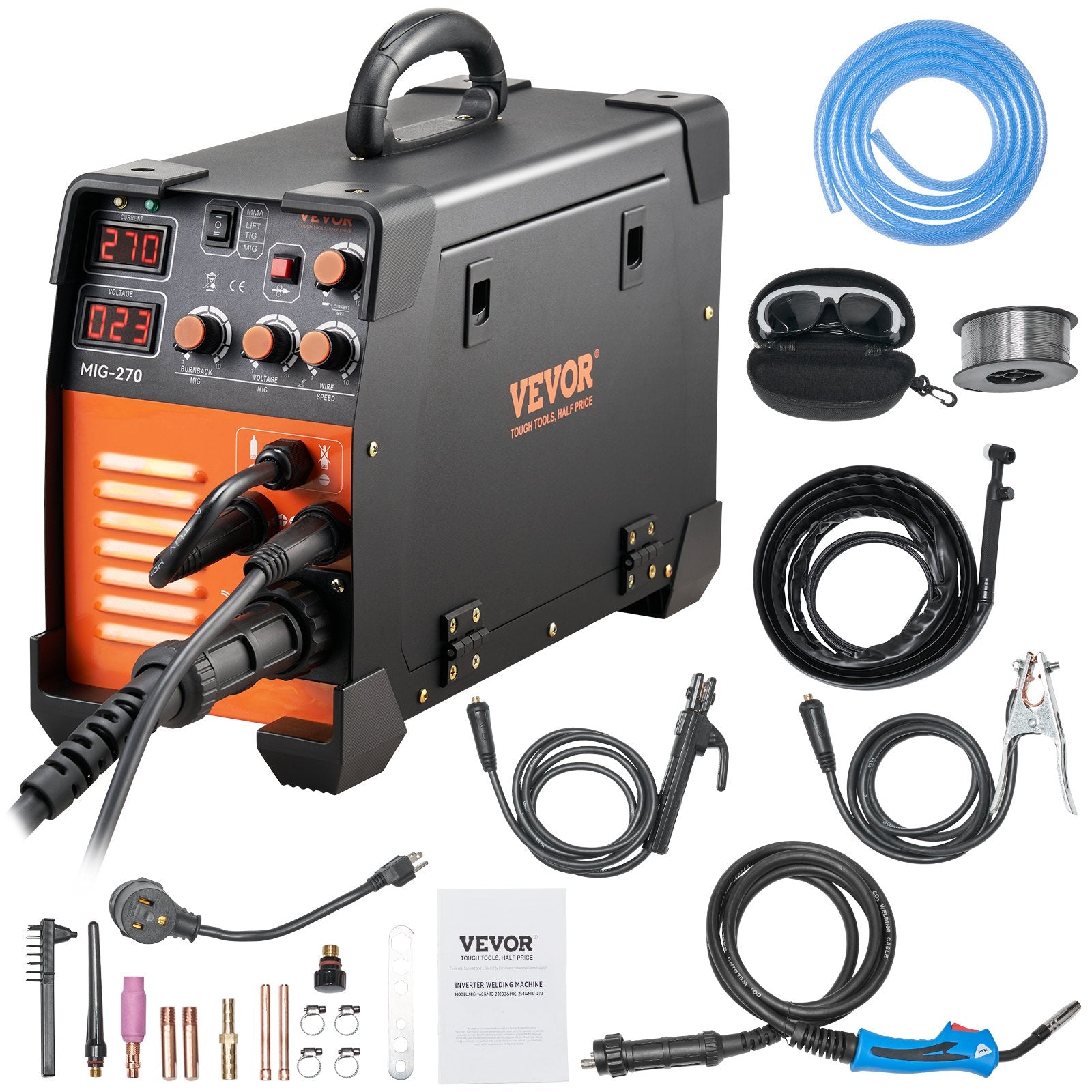 Welding Guns & Plasma Cutters: Vevor Mig Welder Welding Machine MIG-270 MIG MMA TIG IGBT DC Inverter Welder Digital Display