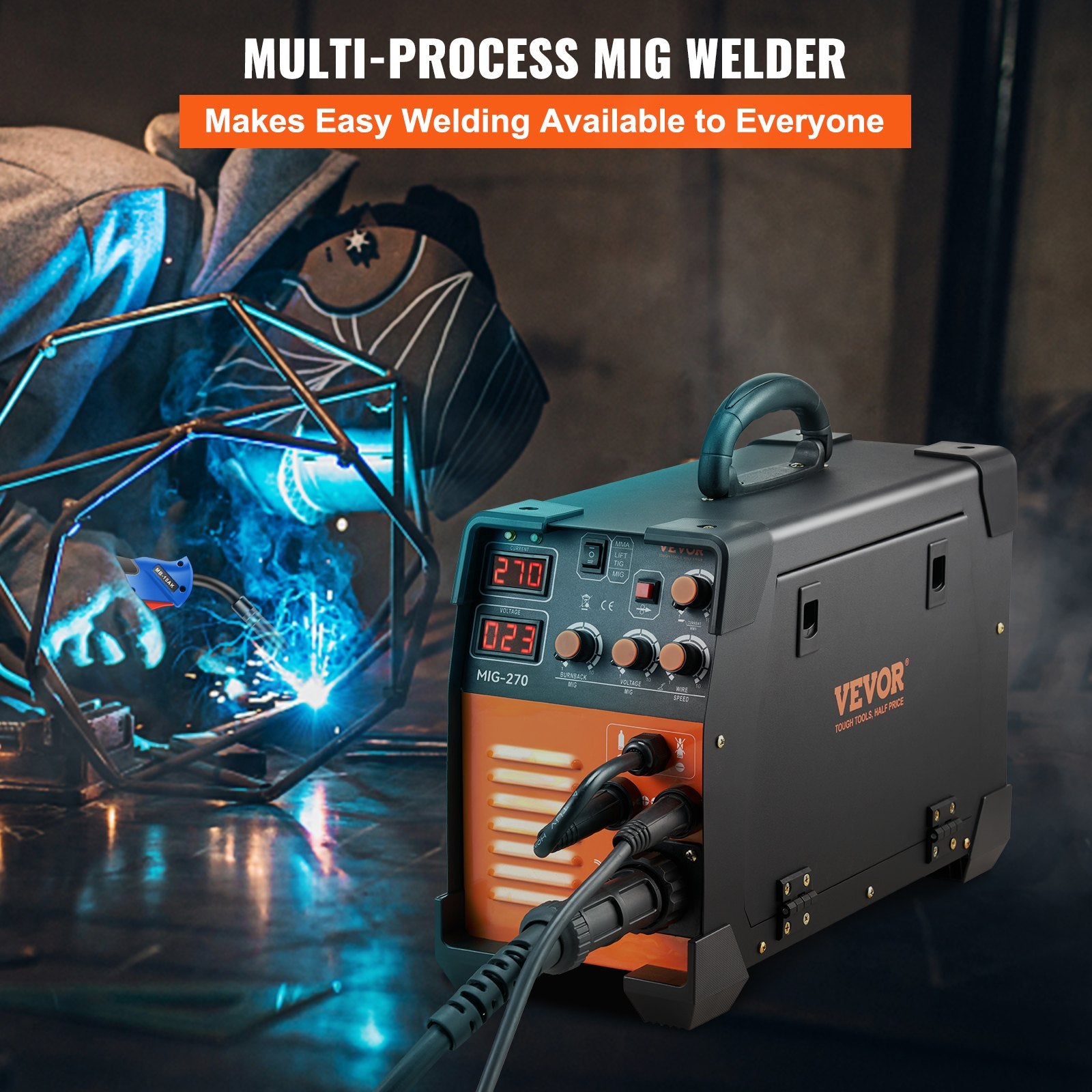 Welding Guns & Plasma Cutters: Vevor Mig Welder Welding Machine MIG-270 MIG MMA TIG IGBT DC Inverter Welder Digital Display