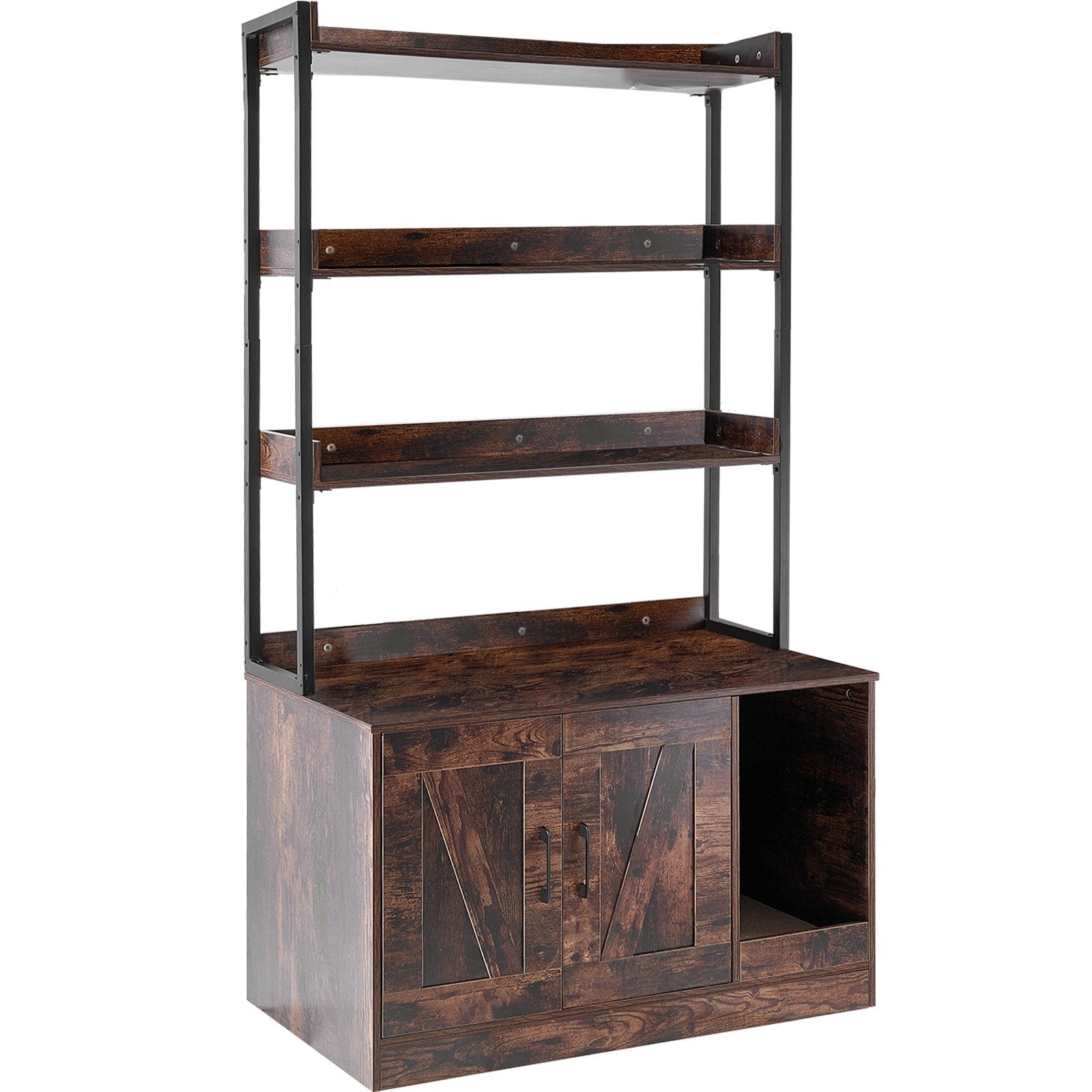 Cat Litter: VEVOR Cat Litter Box Enclosure Wooden Litter Box Furniture Hidden with 3 Shelves