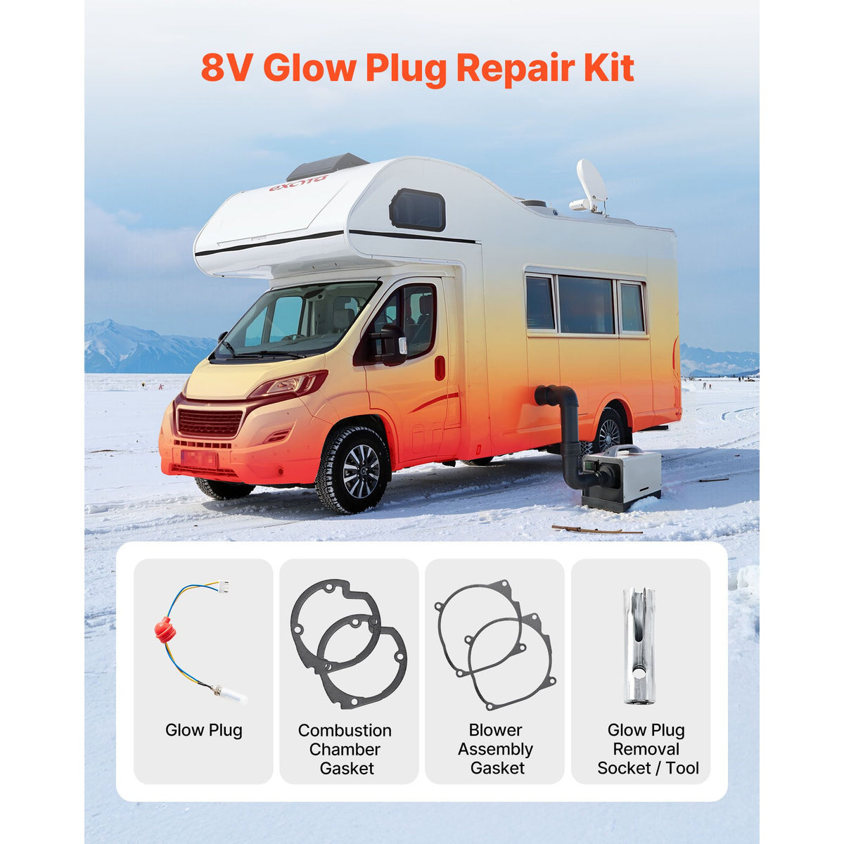 8V Glow Plug Repair Kit, Glow Plug Heater Repair Parking Heater Maintenance Kit with Atomization Mesh, Compatible with 2KW 5KW 8KW Diesel Air Heaters Models, Diesel Heaters Parts for Car Truck
