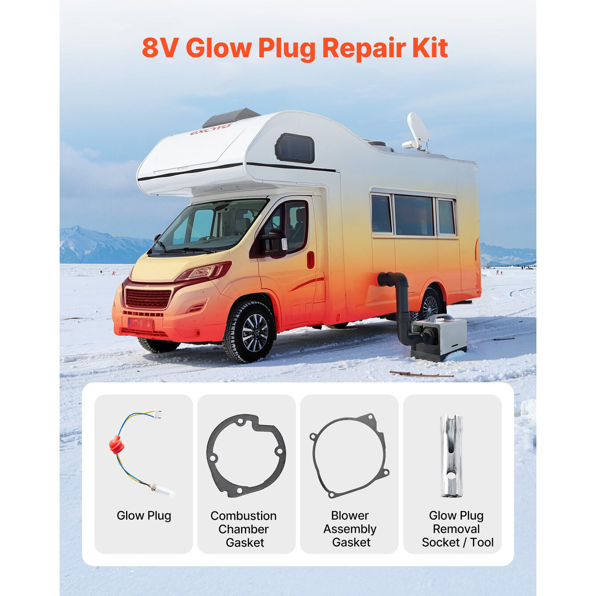 8V Glow Plug Repair Kit, Parking Diesel Heater Glow Ignition Plug Kit with Atomization Mesh, Compatible with 2KW 5KW 8KW Diesel Air Heater Models, Diesels Heaters Accessories for Car Truck Boat
