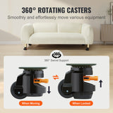 Gardening Tools: VEVOR Leveling Casters, Set of 4, 1000 kg Total Load Capacity, 63.5 mm, Heavy Duty with Upgraded Handle Design, 360 Degree Swivel Caster Wheels, Adjustable Casters with Feet for Workbench, Machine