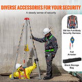 Camp Safety Equipment: VEVOR Confined Space Tripod Kit, 2600 lbs Winch, Confined Space Tripod 8' Legs and 98' Cable, Confined Space Rescue Tripod 32.8' Fall Protection, Harness, Storage Bag for Traditional Confined Spaces