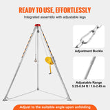 Camp Safety Equipment: VEVOR Confined Space Tripod Kit, 2600 lbs Winch, Confined Space Tripod 8' Legs and 98' Cable, Confined Space Rescue Tripod 32.8' Fall Protection, Harness, Storage Bag for Traditional Confined Spaces