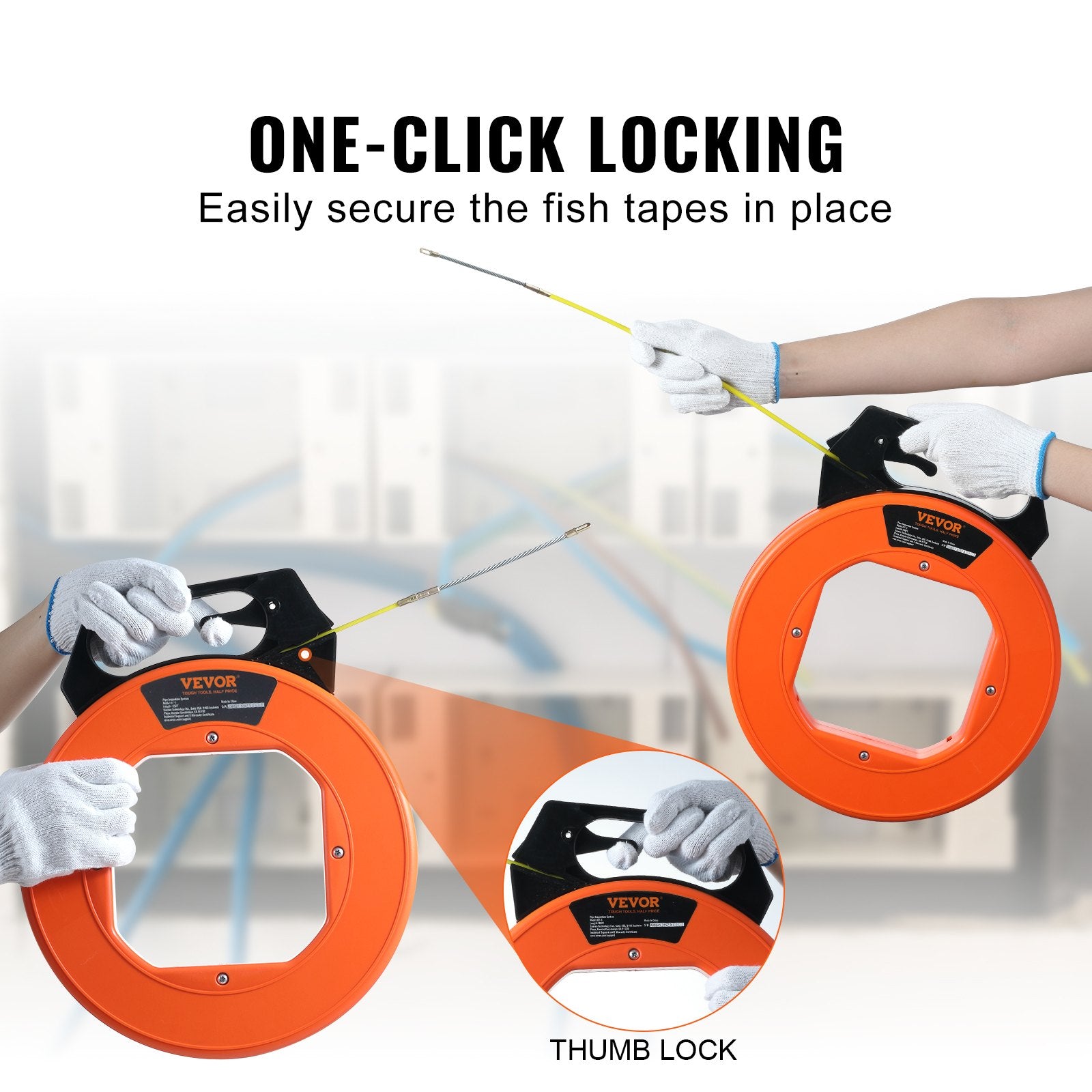 Power & Electrical Supplies: VEVOR Fish Tape, 100 ft, 3/16-inch, Fiberglass Wire Puller with Optimized Housing and Handle, Easy-to-Use Cable Puller Tool, Flexible Wire Fishing Tools for Wall and Electrical Conduit, Non-Conductive