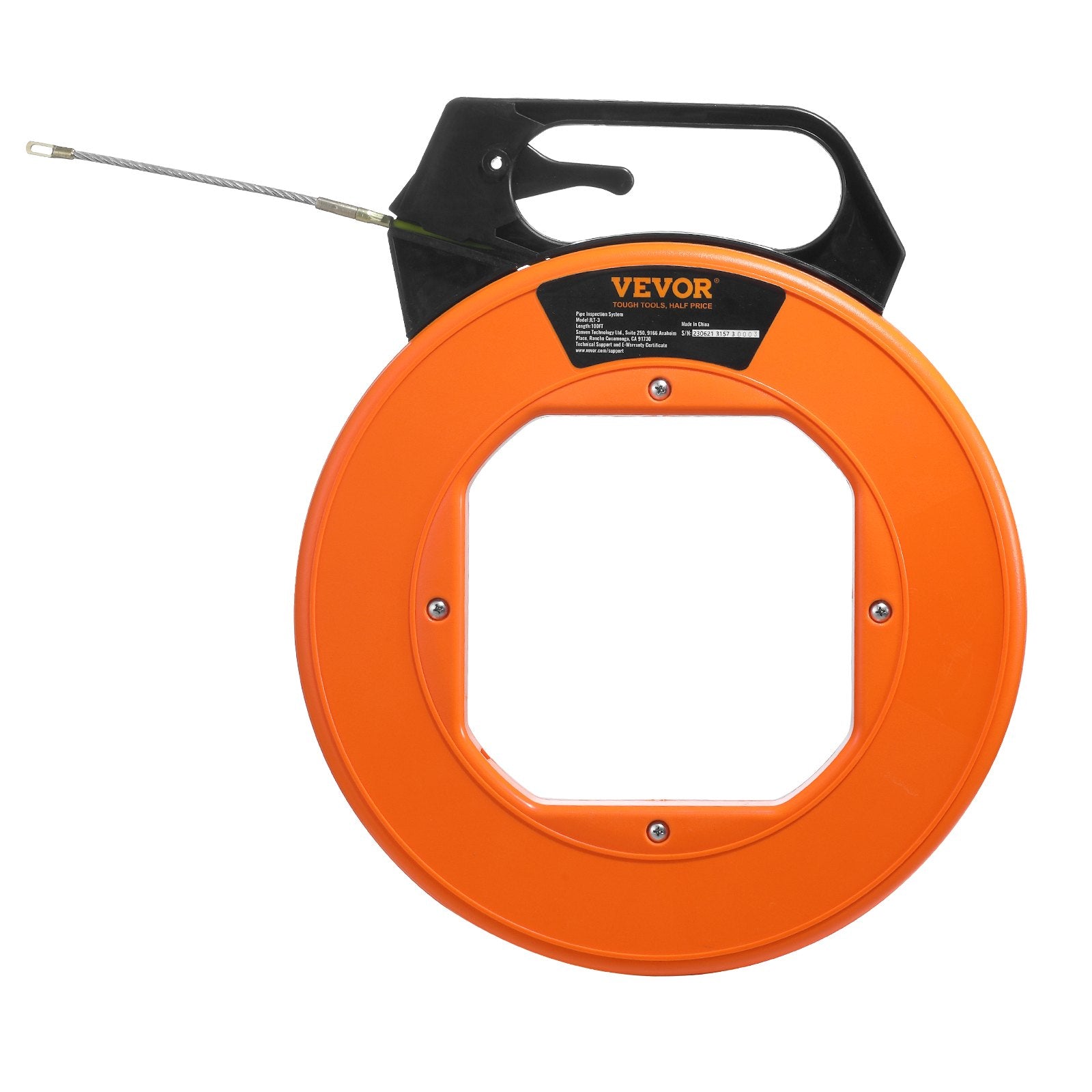 Power & Electrical Supplies: VEVOR Fish Tape, 100 ft, 3/16-inch, Fiberglass Wire Puller with Optimized Housing and Handle, Easy-to-Use Cable Puller Tool, Flexible Wire Fishing Tools for Wall and Electrical Conduit, Non-Conductive