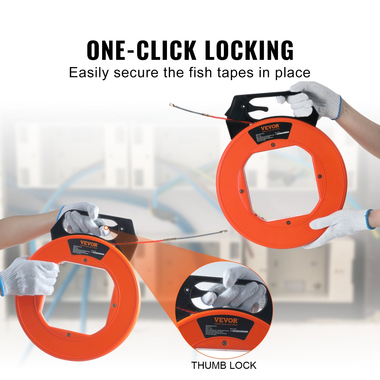 Power & Electrical Supplies: VEVOR Fish Tape, 38.1 m Length, 4.5 mm, PET Wire Puller with Optimized Housing and Handle, Easy-to-Use Cable Puller Tool, Flexible Wire Fishing Tools for Walls and Electrical Conduit, Non-Conductive