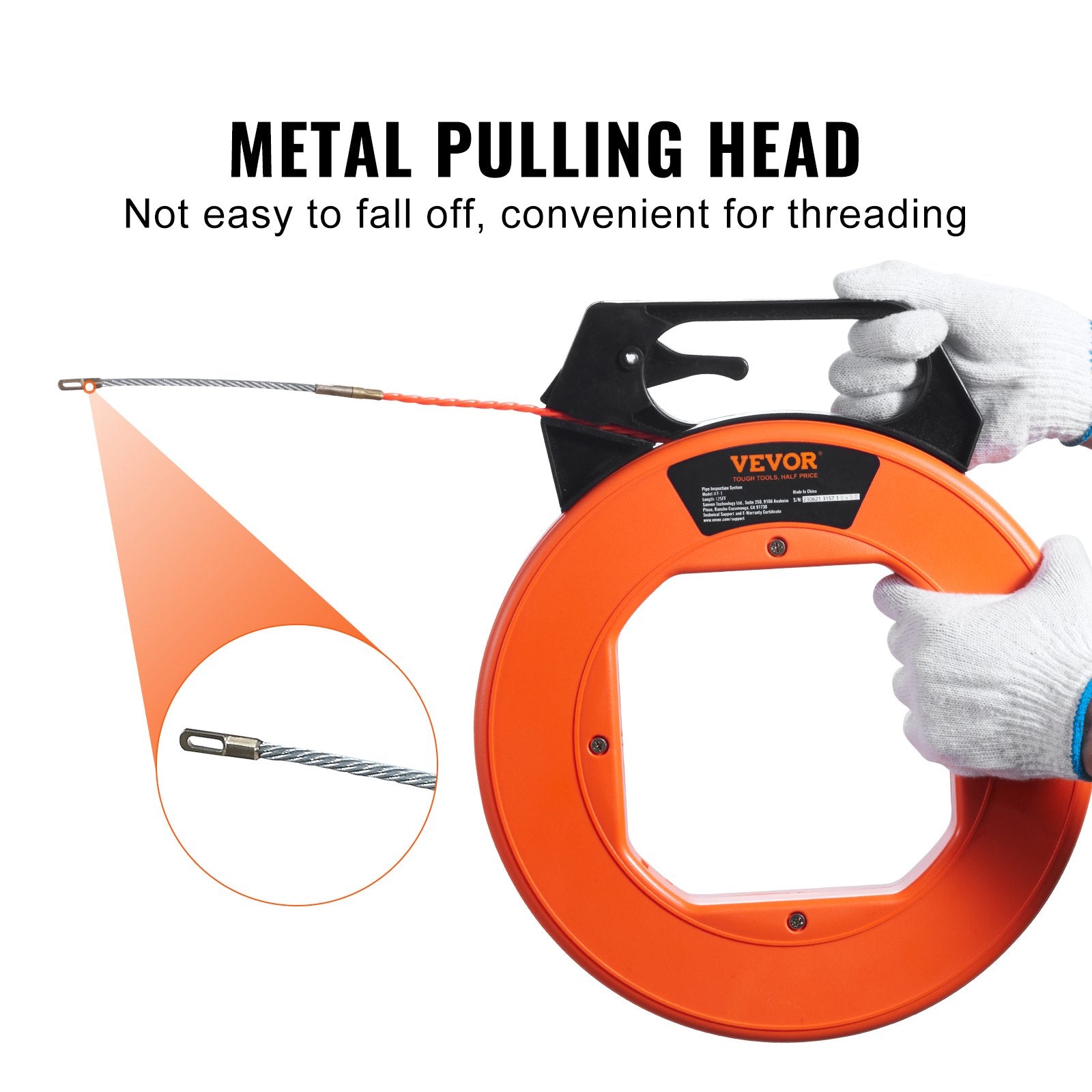Power & Electrical Supplies: VEVOR Fish Tape, 38.1 m Length, 4.5 mm, PET Wire Puller with Optimized Housing and Handle, Easy-to-Use Cable Puller Tool, Flexible Wire Fishing Tools for Walls and Electrical Conduit, Non-Conductive