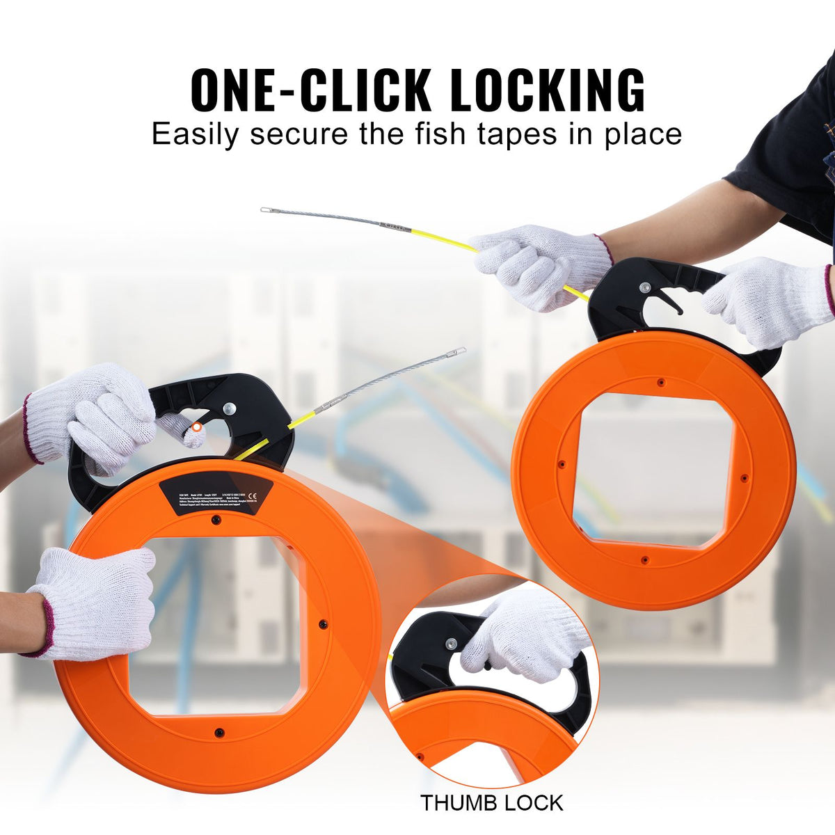 Fish Tape, 30.5 m, 4.2 mm, Fiberglass Wire Puller with Optimized Housing and Handle, Easy-to-Use Cable Puller Tool, Flexible Wire Fishing Tools for Wall and Electrical Conduit, Non-Conductive