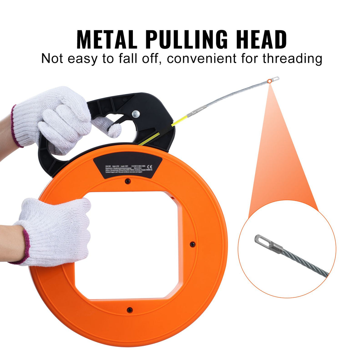 Fish Tape, 30.5 m, 4.2 mm, Fiberglass Wire Puller with Optimized Housing and Handle, Easy-to-Use Cable Puller Tool, Flexible Wire Fishing Tools for Wall and Electrical Conduit, Non-Conductive