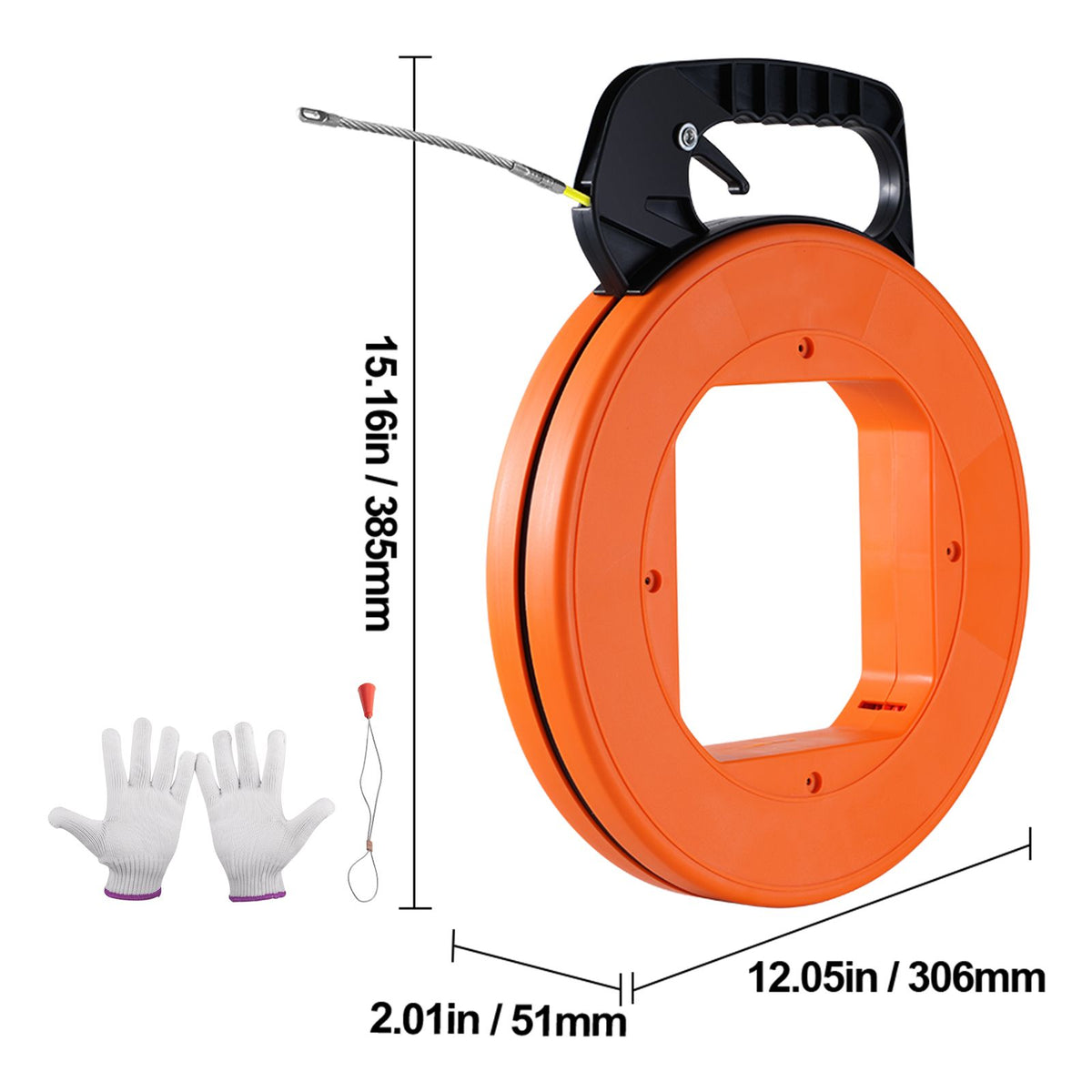 Fish Tape, 30.5 m, 4.2 mm, Fiberglass Wire Puller with Optimized Housing and Handle, Easy-to-Use Cable Puller Tool, Flexible Wire Fishing Tools for Wall and Electrical Conduit, Non-Conductive