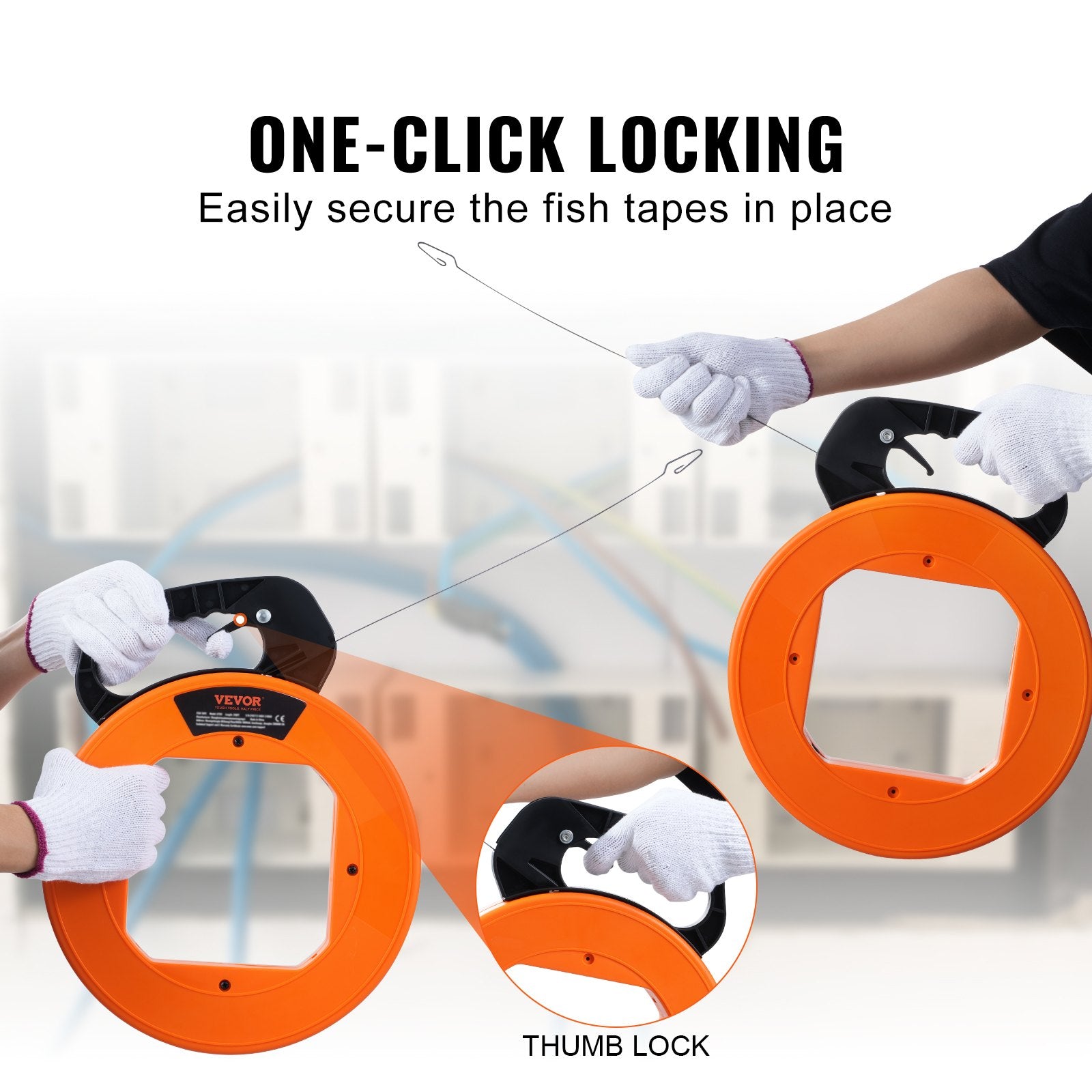 Power & Electrical Supplies: VEVOR Fish Tape, 36.58 m, 3 mm, Steel Wire Puller with Optimized Housing and Handle, Easy-to-Use Cable Puller Tool, Flexible Wire Fishing Tools for Walls and Electrical Conduit, Non-Conductive