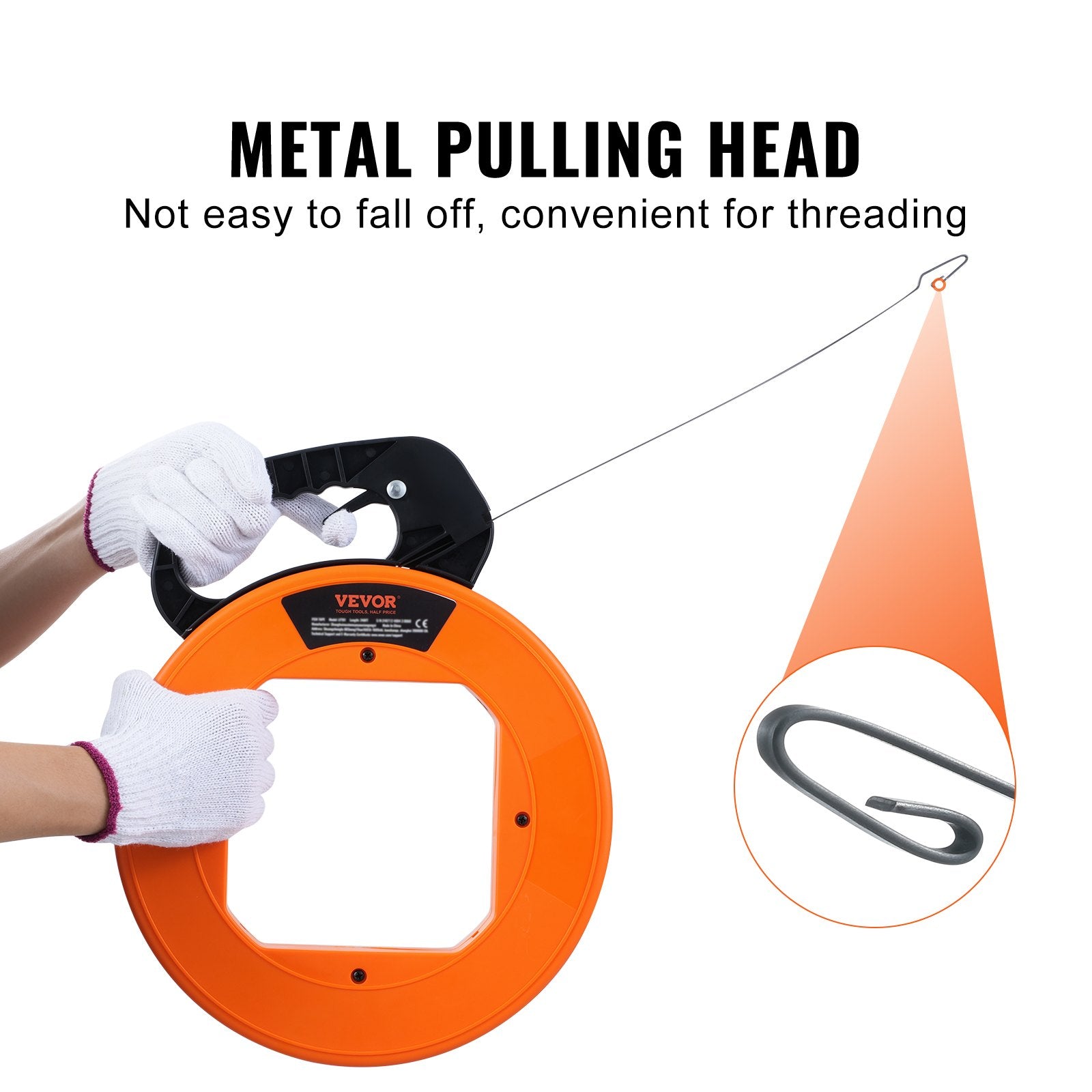 Power & Electrical Supplies: VEVOR Fish Tape, 36.58 m, 3 mm, Steel Wire Puller with Optimized Housing and Handle, Easy-to-Use Cable Puller Tool, Flexible Wire Fishing Tools for Walls and Electrical Conduit, Non-Conductive