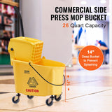 Commercial Cleaning Equipment: VEVOR Mop Bucket with Wringer, 26 Qt. Commercial Mop Bucket with Side Press Wringer, Side-Press Mop Bucket and Wringer Combo on Wheels, for Professional/Industrial/Business Floor Cleaning, Yellow