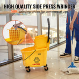 Commercial Cleaning Equipment: VEVOR Mop Bucket with Wringer, 26 Qt. Commercial Mop Bucket with Side Press Wringer, Side-Press Mop Bucket and Wringer Combo on Wheels, for Professional/Industrial/Business Floor Cleaning, Yellow