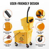 Commercial Cleaning Equipment: VEVOR Mop Bucket with Wringer, 26 Qt. Commercial Mop Bucket with Side Press Wringer, Side-Press Mop Bucket and Wringer Combo on Wheels, for Professional/Industrial/Business Floor Cleaning, Yellow