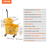 Commercial Cleaning Equipment: VEVOR Mop Bucket with Wringer, 26 Qt. Commercial Mop Bucket with Side Press Wringer, Side-Press Mop Bucket and Wringer Combo on Wheels, for Professional/Industrial/Business Floor Cleaning, Yellow