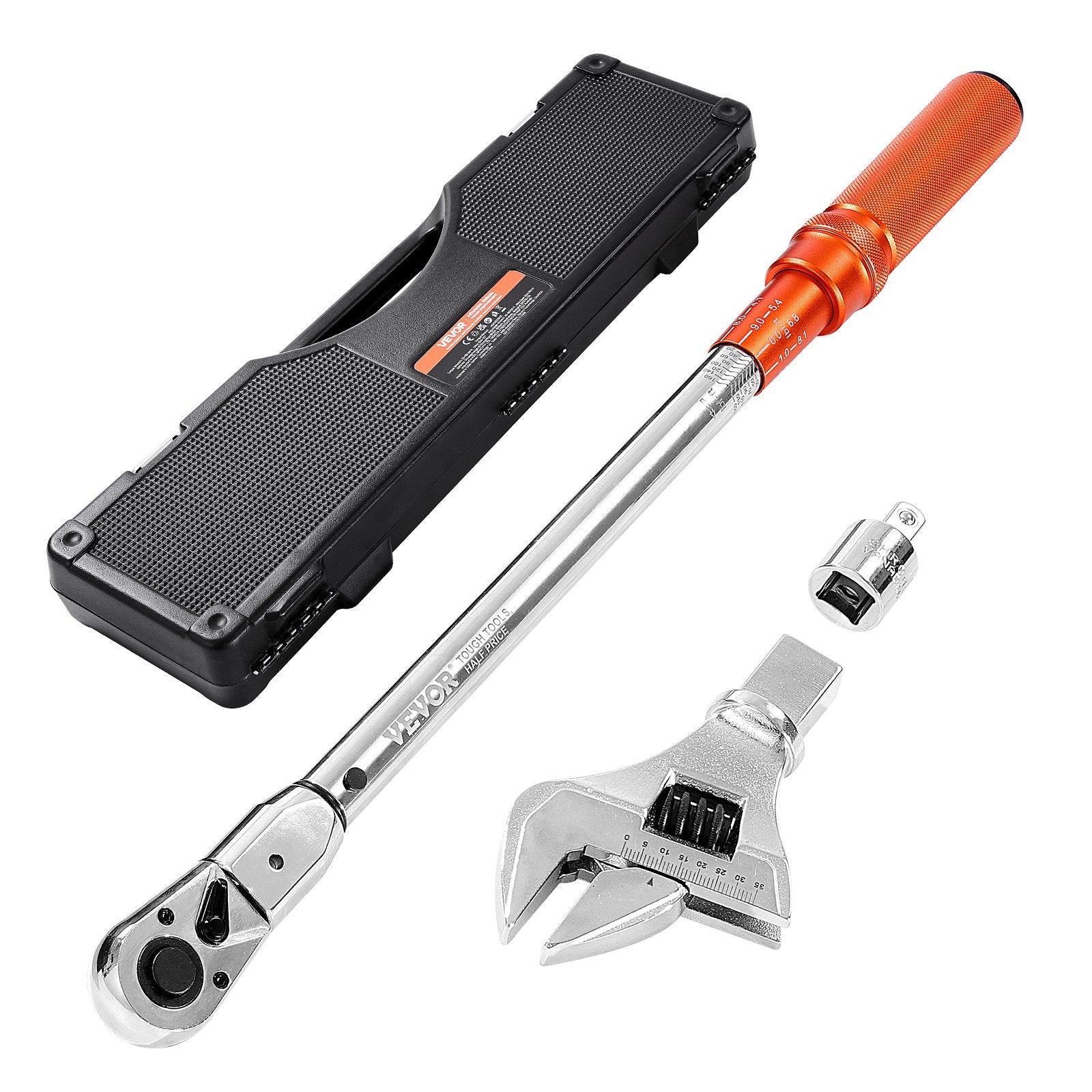 Chainsaws: VEVOR Adjustable Click Torque Wrench, 1/2 Inch Drive, 20-160 lbf-ft/27.1-216.8 N.m, Dual-direction and Dual Range Scales, 72-Tooth, ±2% Precision, with Adapter Interchangeable Jaw and Ratchet Head