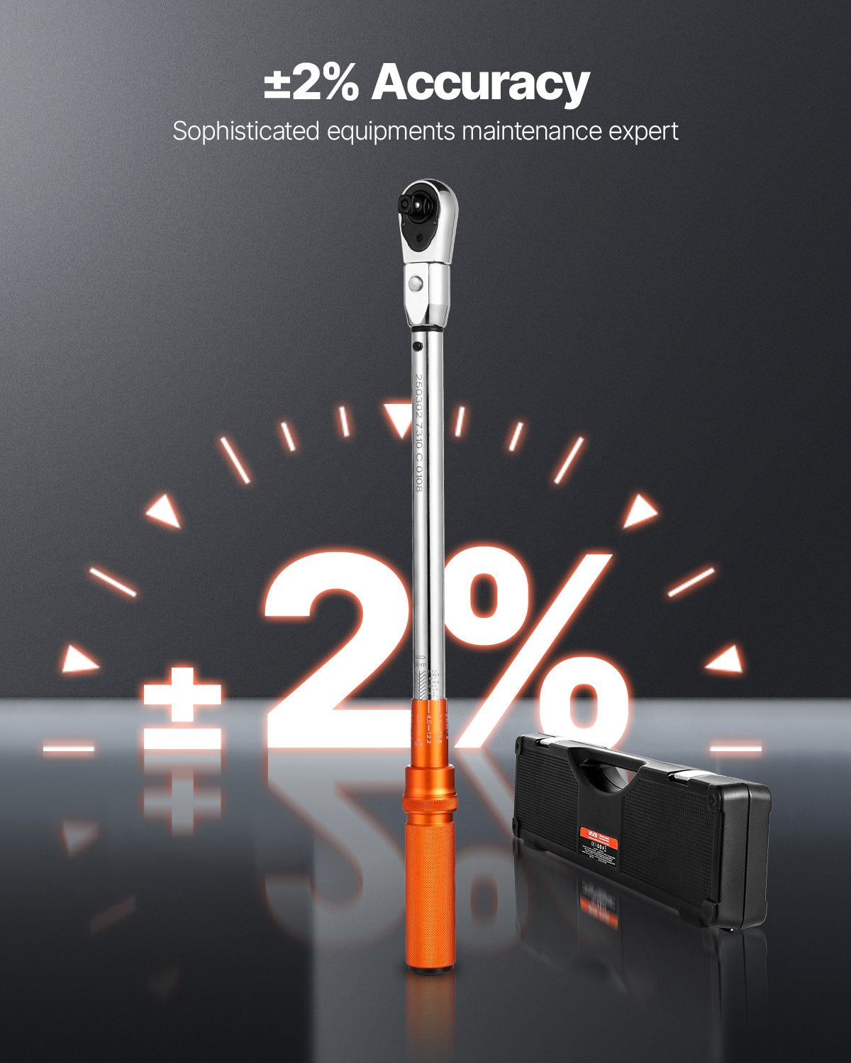 Chainsaws: VEVOR Adjustable Click Torque Wrench, 1/2 Inch Drive, 20-160 lbf-ft/27.1-216.8 N.m, Dual-direction and Dual Range Scales, 72-Tooth, ±2% Precision, with Adapter Interchangeable Jaw and Ratchet Head