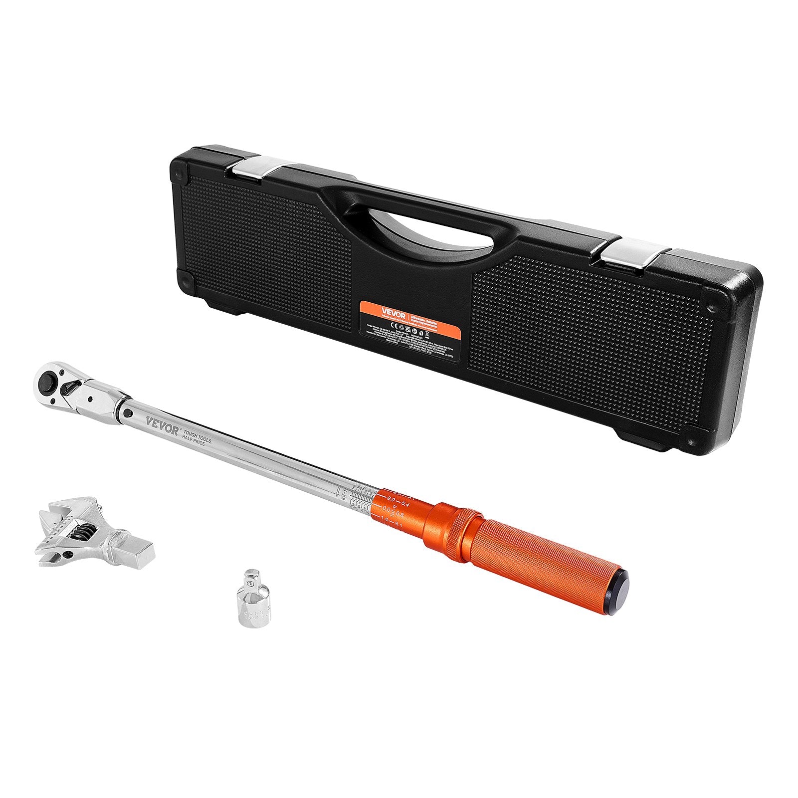 Chainsaws: VEVOR Adjustable Click Torque Wrench, 1/2 Inch Drive, 20-160 lbf-ft/27.1-216.8 N.m, Dual-direction and Dual Range Scales, 72-Tooth, ±2% Precision, with Adapter Interchangeable Jaw and Ratchet Head
