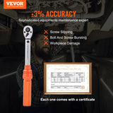 Tool Sockets: VEVOR Torque Wrench Adjustable Torque Wrench 1/4" Drive 20-200in.lb/2.3-23Nm