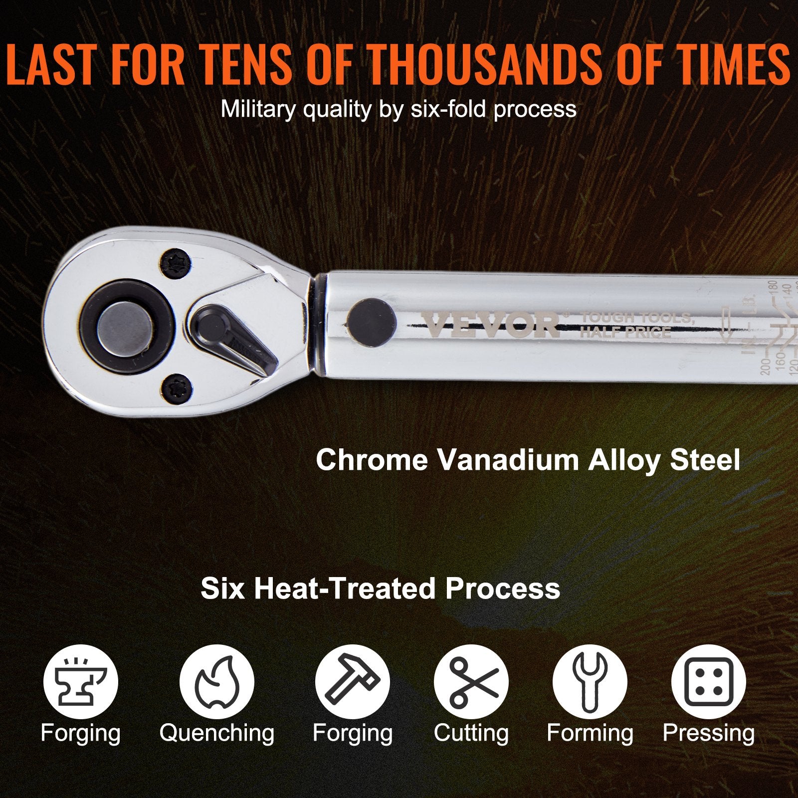 Tool Sockets: VEVOR Torque Wrench Adjustable Torque Wrench 1/4" Drive 20-200in.lb/2.3-23Nm