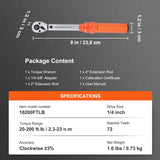Tool Sockets: VEVOR Torque Wrench Adjustable Torque Wrench 1/4" Drive 20-200in.lb/2.3-23Nm